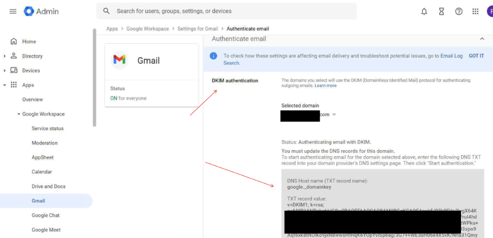 Google Workspace reseller inbox setup with DNS authentication configured