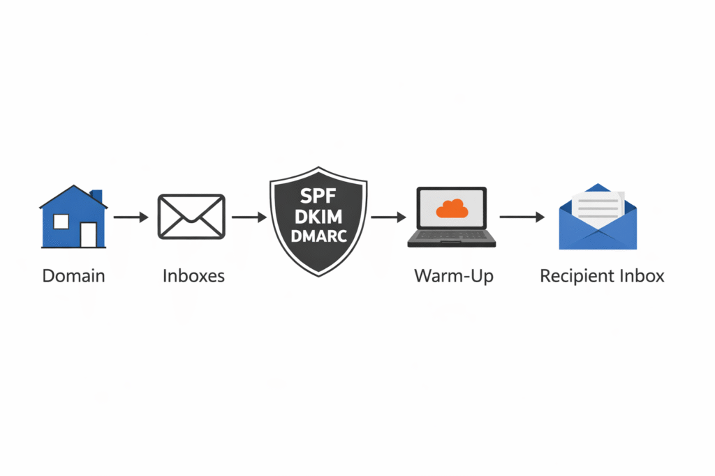 How to set up cold email infrastructure step by step diagram