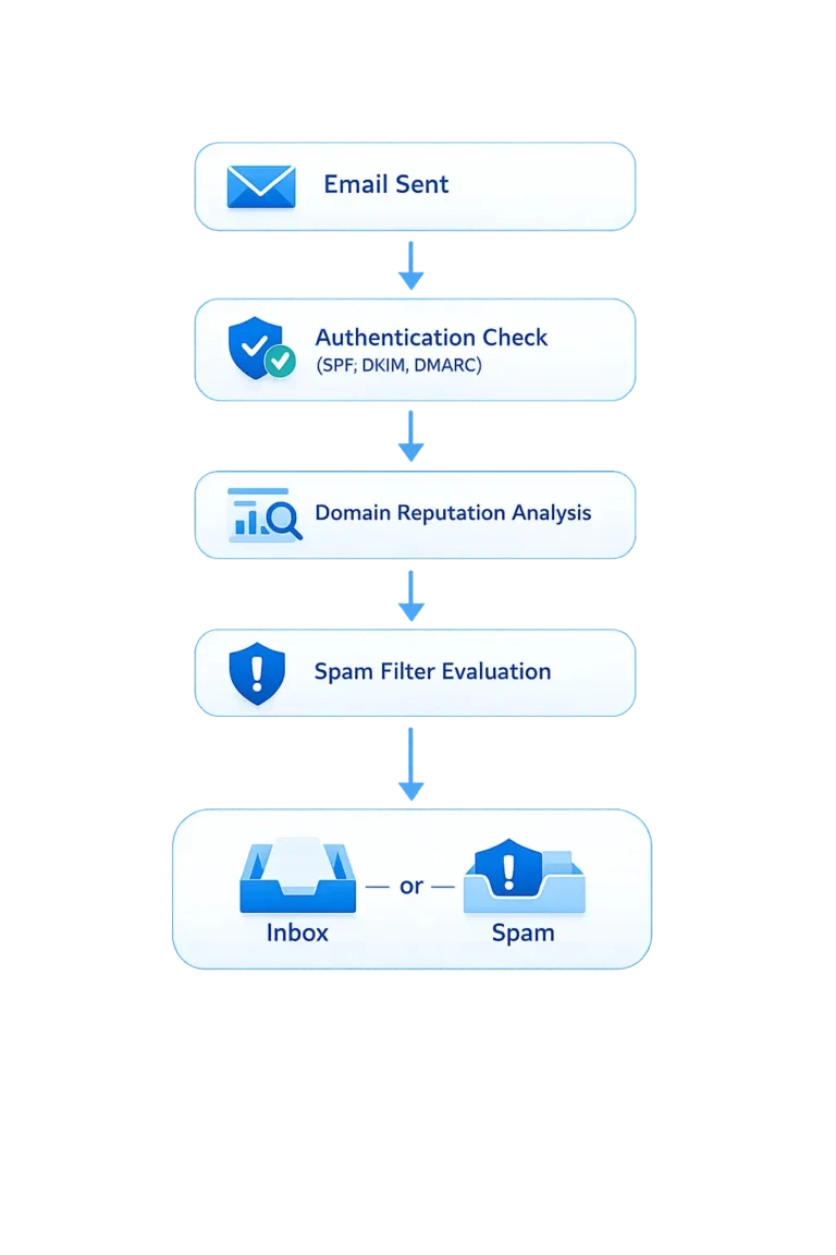 emails going to spam filtering process diagram